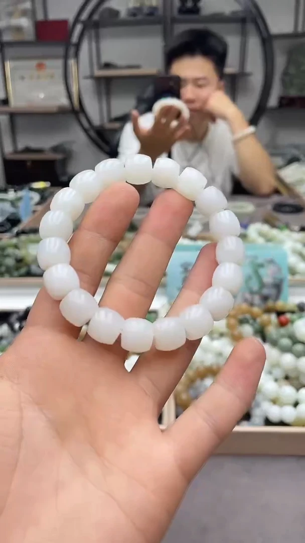 手串未镶嵌和田玉且末白玉12直切