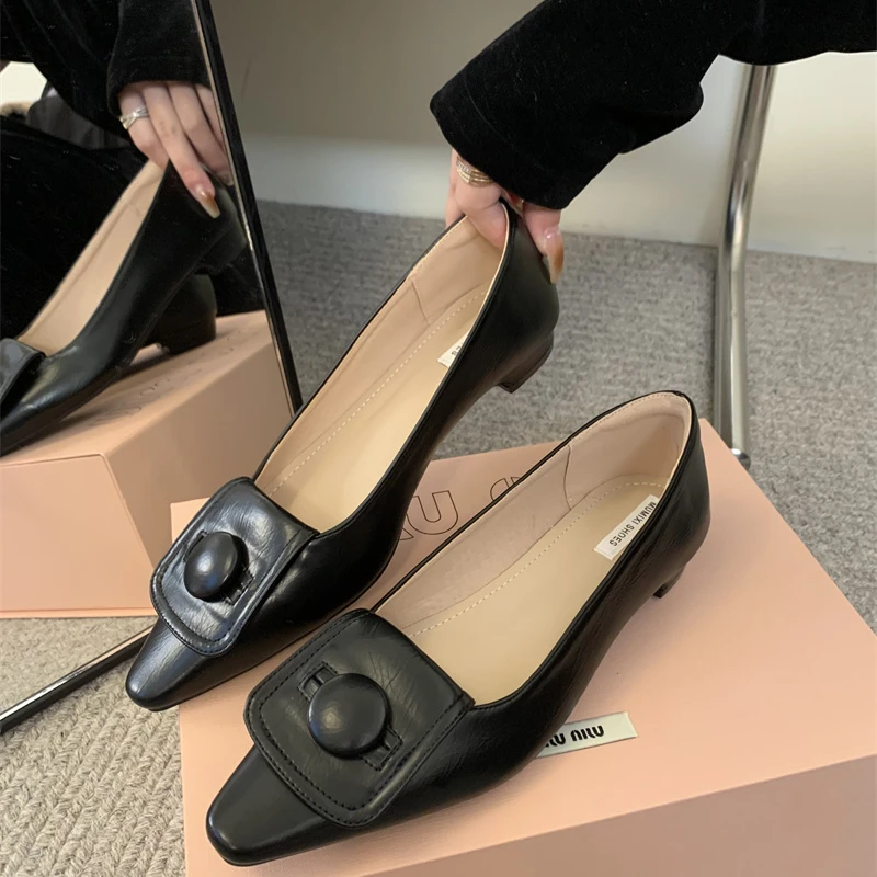 韩版尖头浅口单鞋女气质一脚蹬时尚百搭豆豆鞋G704