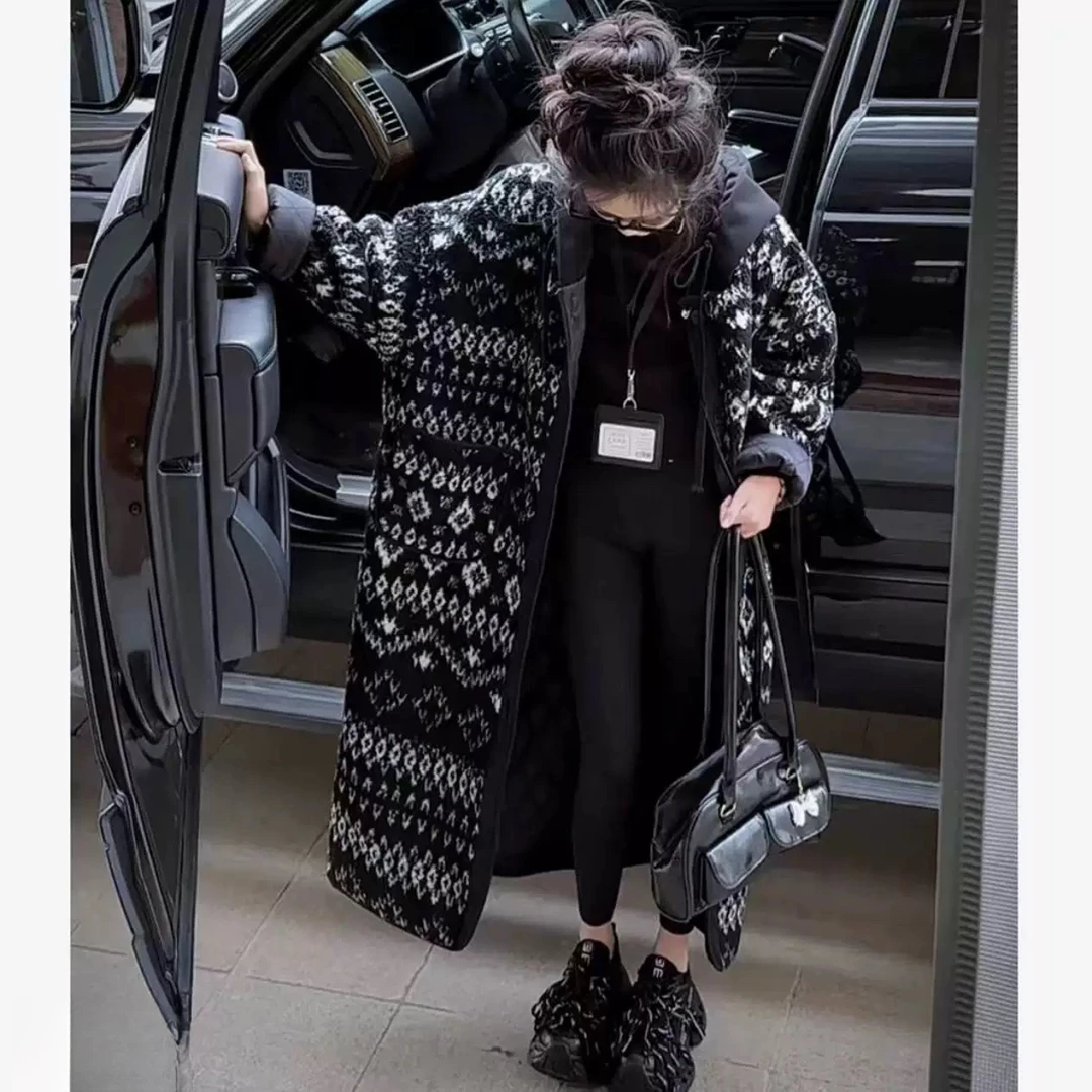 女童2025冬季新款中大童韩版百搭宽松时尚休闲加厚连帽单排扣外套