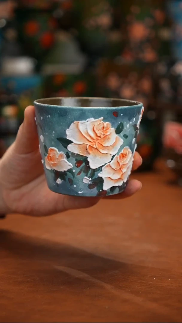 紫泥油画釉下彩手绘