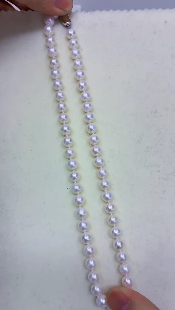 银S925镶嵌DA淡水珍珠串链8-9 d205