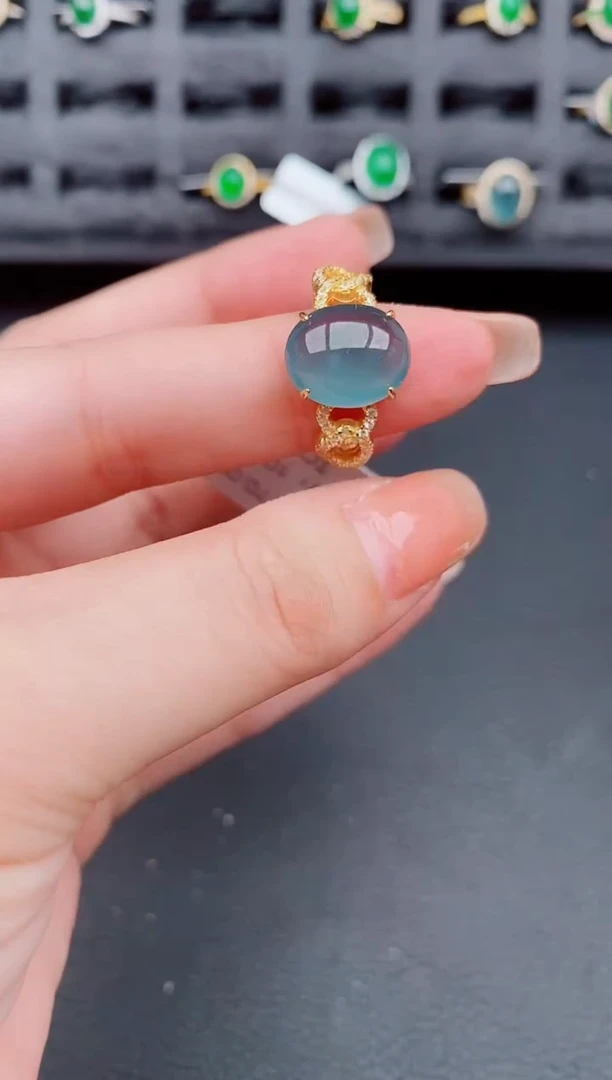 翡翠戒指银S925镶嵌天然a货翡翠310