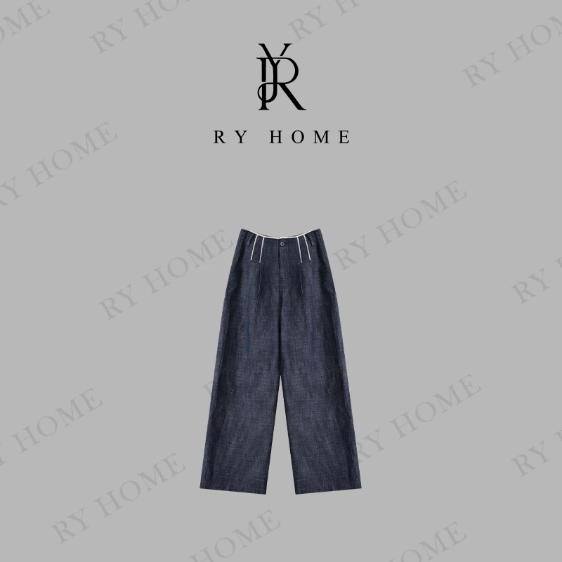 【容雨RYHOME】夏季撞色腰边休闲直筒裤252K2545
