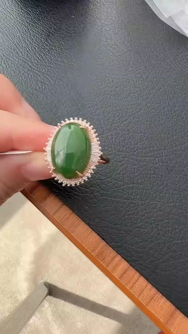 银S925镶嵌戒指和田玉ღ****°荣倩