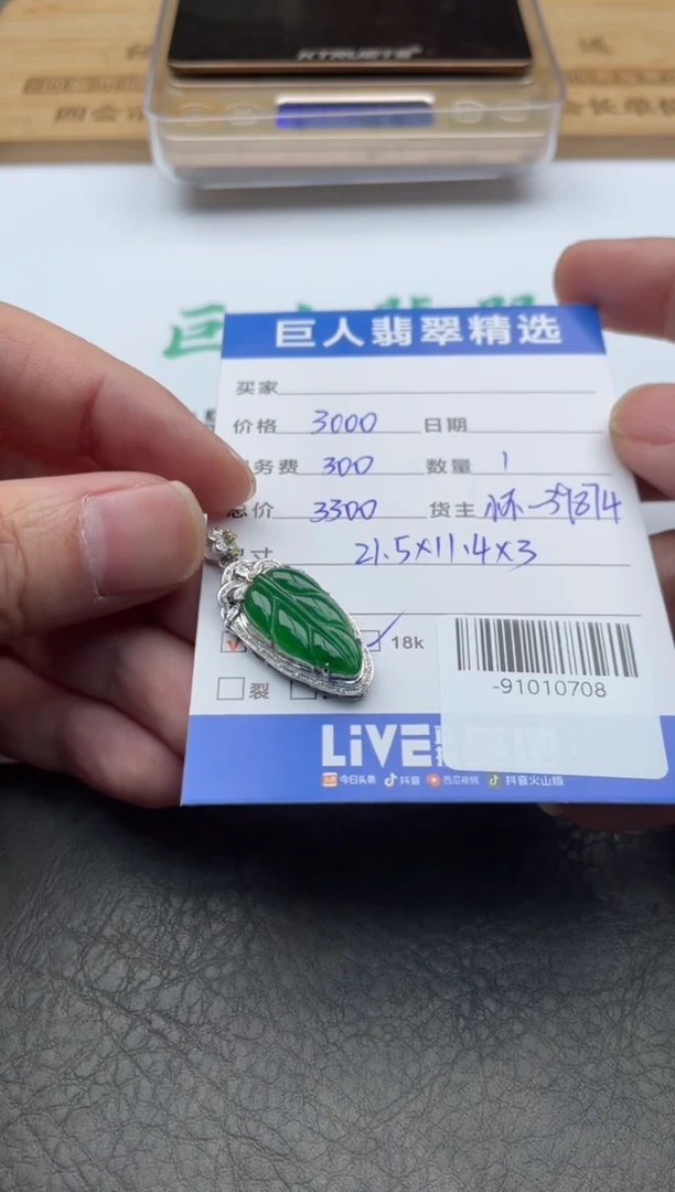 颈饰18K金镶嵌翡翠多人-91010708
