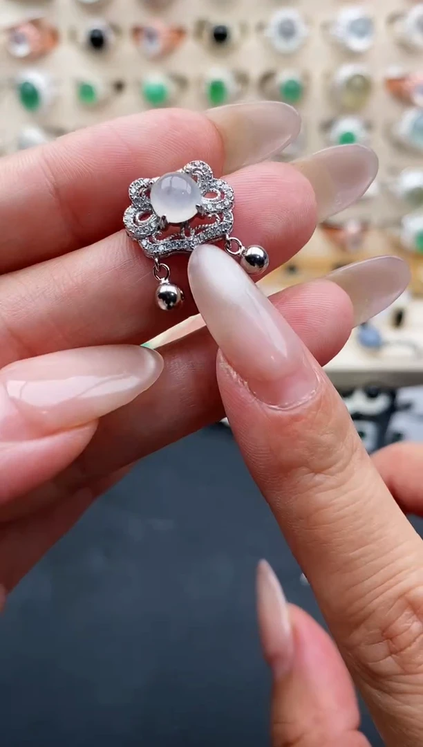 银S925镶嵌戒指翡翠缅甸天然A货翡翠11   1-10