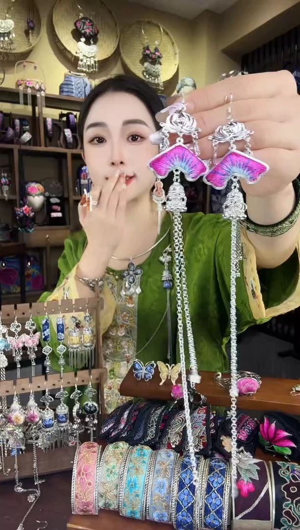 刺绣非遗刺绣民族风耳环