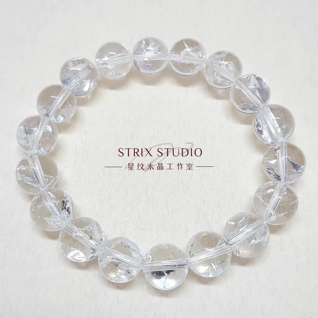 原创设计白水晶手链彩虹阿赛收藏级手串