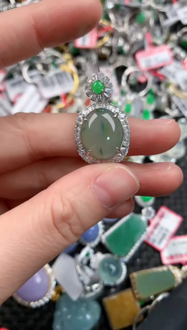 银S925镶嵌戒指翡翠444    10