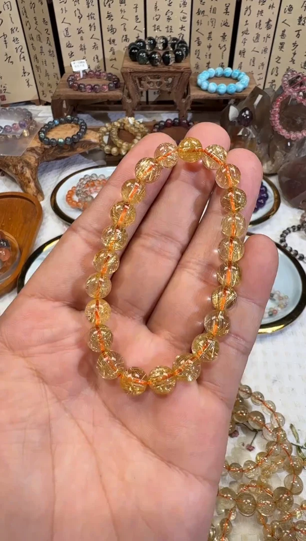 未镶嵌手串水晶SJ-121金发晶钛金 天然水晶 默认微瑕