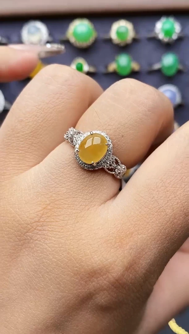 银S925镶嵌戒指翡翠0398