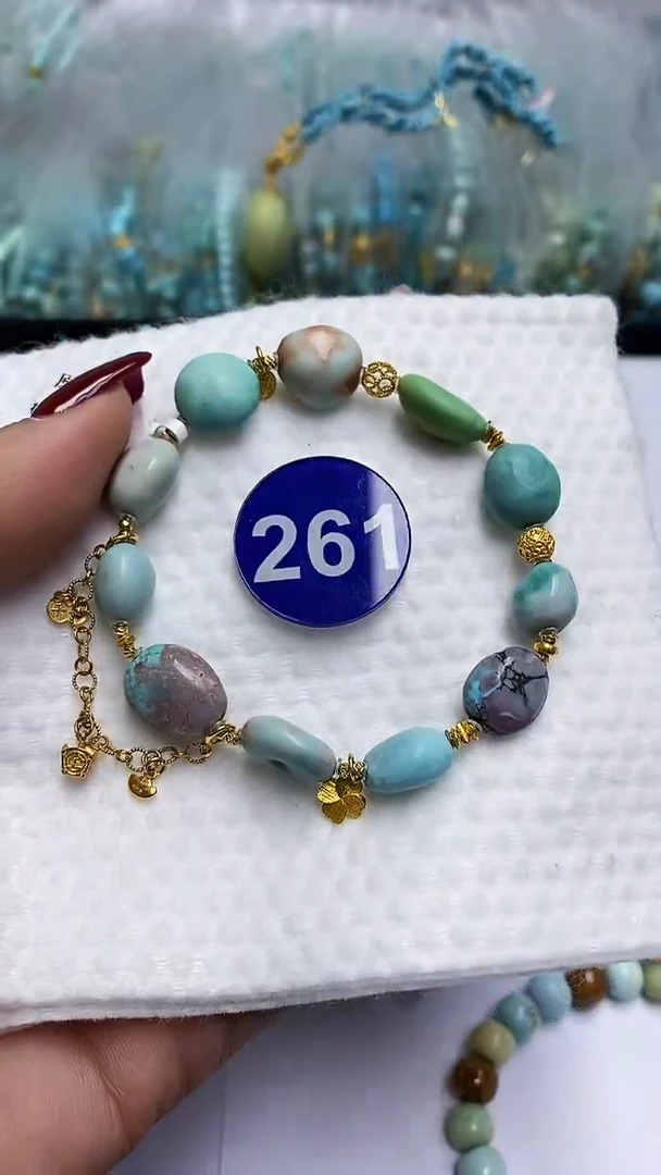 【闪购商品】绿松石手串18K金镶嵌261