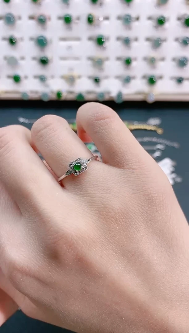 【闪购商品】翡翠戒指银S925镶嵌 天然翡翠