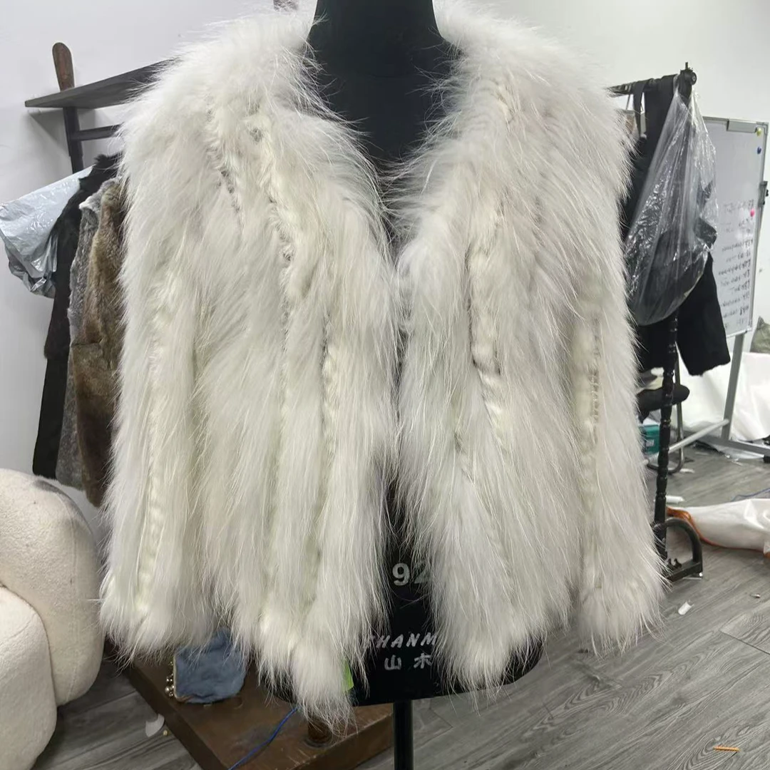 【高高甄选】貉子毛加兔毛编织毛毛外套