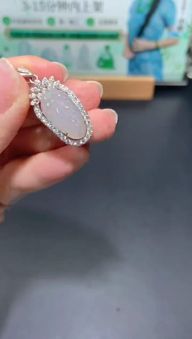 颈饰银S925镶嵌翡翠天然翡翠A货45