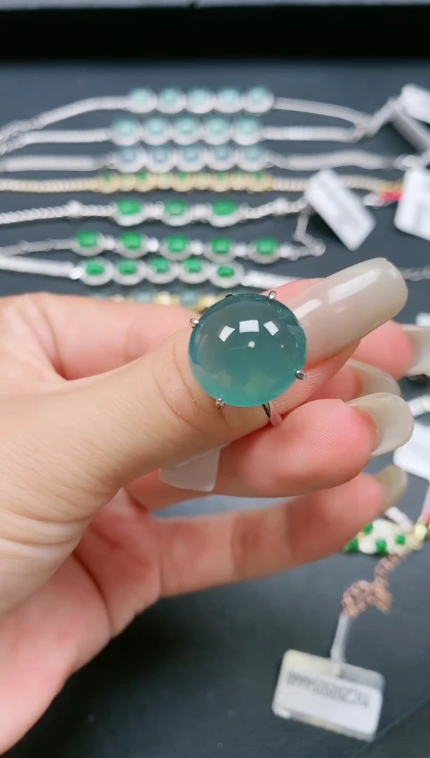 翡翠戒指银S925镶嵌1111