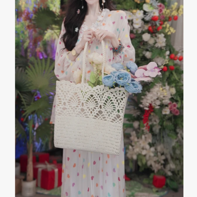 【高端定制】手工花朵草包手提包编织沙滩度假百搭款251Q205
