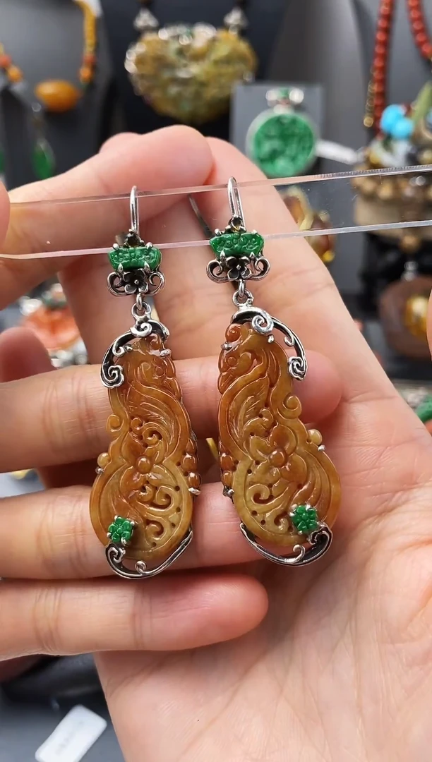 羽毛925银设计师耳饰