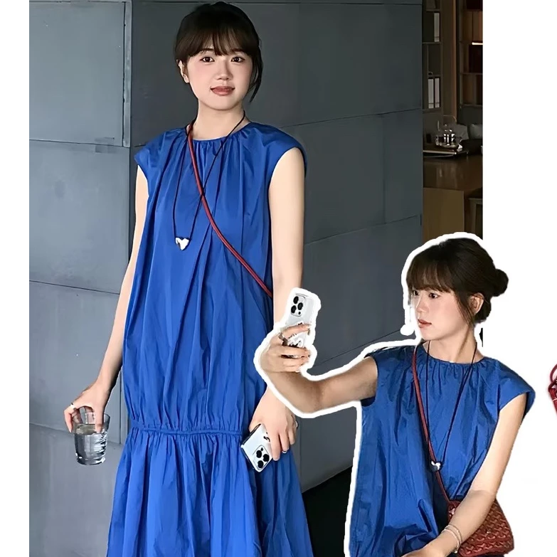 初棉【度假风】自由松弛 鱼尾A字版型显瘦显白宽松连衣裙 353616003