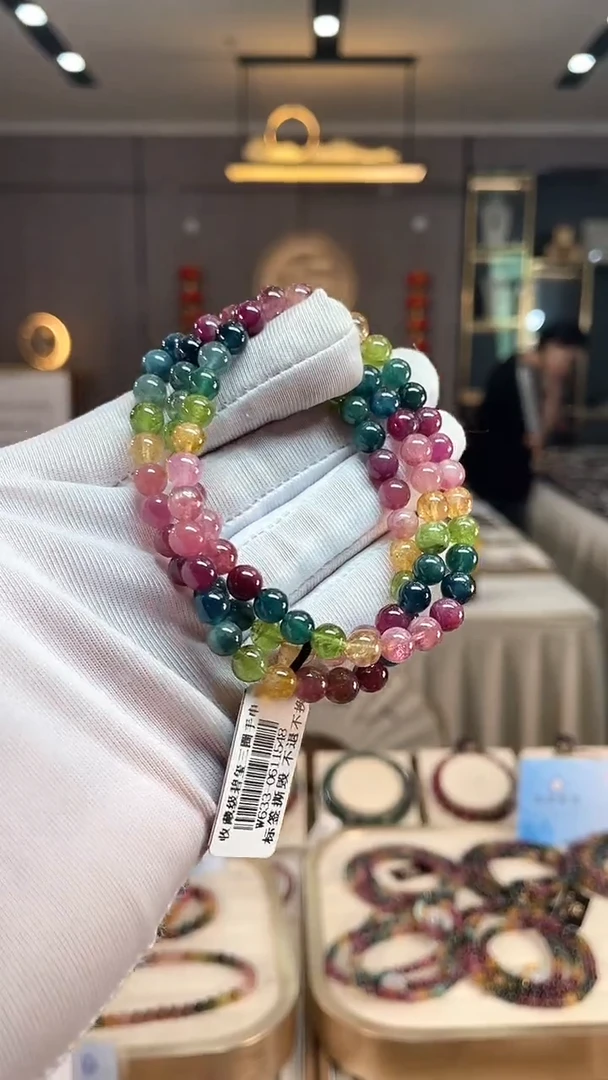 未镶嵌老矿碧玺彩虹三圈手串6mm+碧玺（多样性发一条） xion