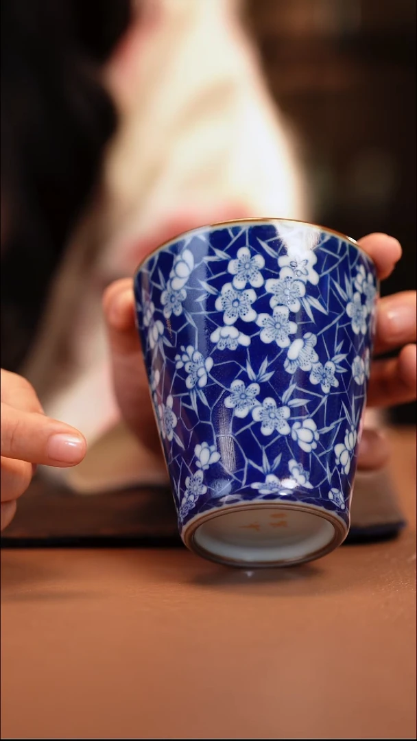 素器 羊脂白 冰梅纹可乐杯