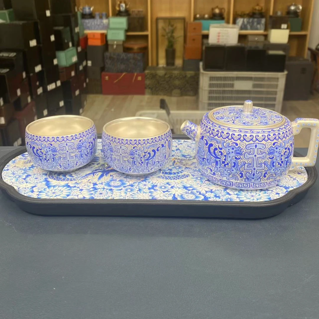【闪购商品】螭龙纹一壶两杯+万花龙茶盘@@ZH1842