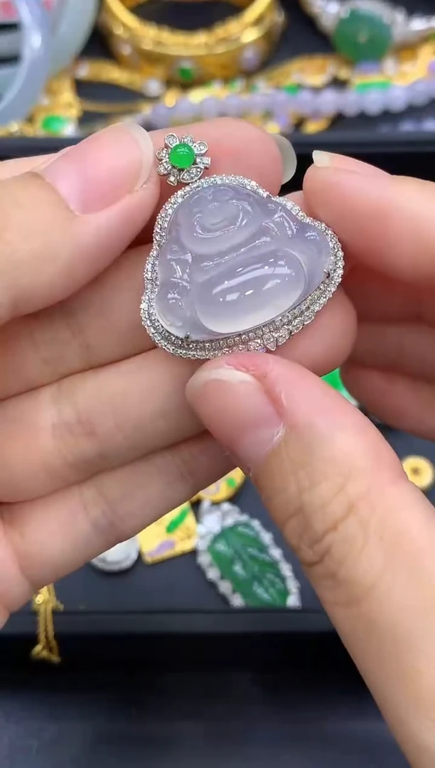 颈饰18K金镶嵌翡翠541-中国好珍宝