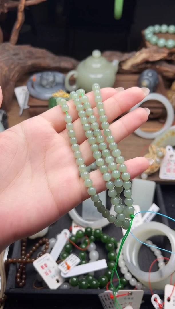 项链未镶嵌和田玉108卡6吐拉牧场 珠链9013685