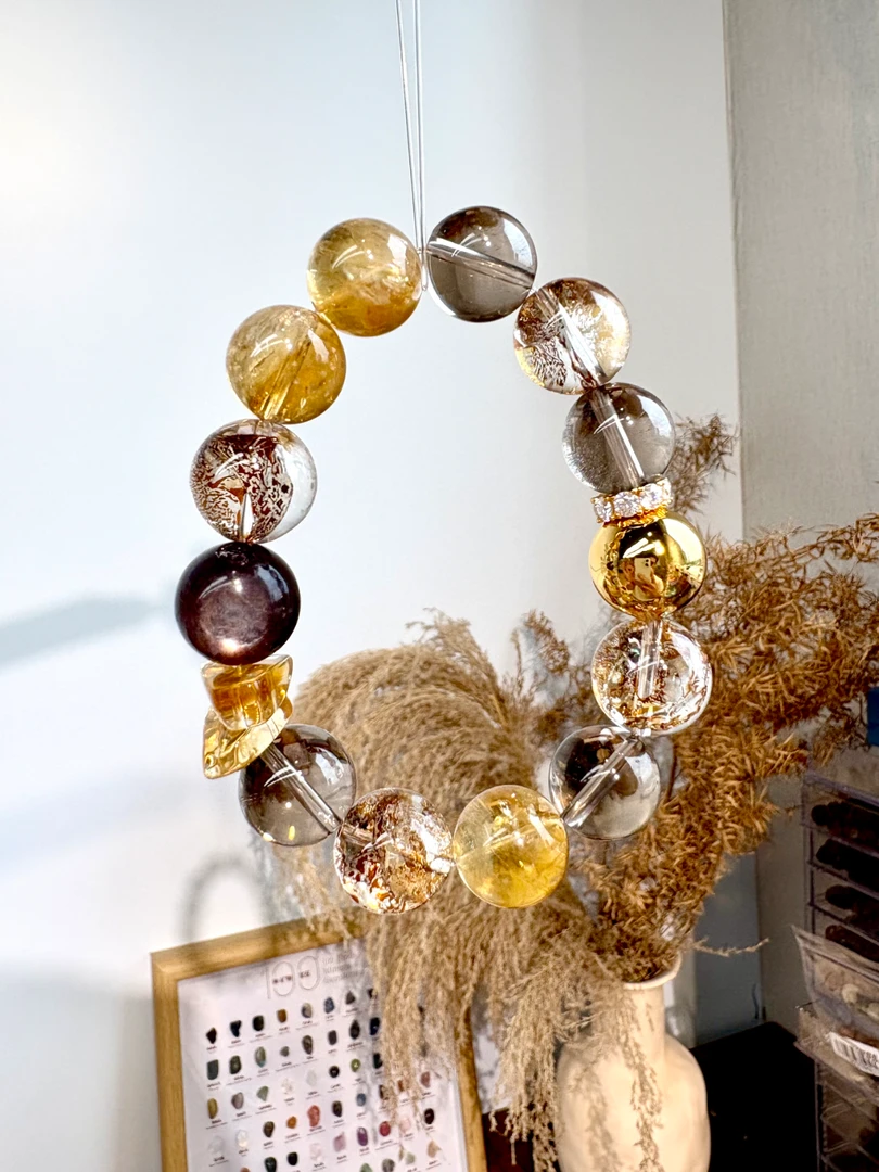 手链 茶晶纸醉金迷XX014手串叠戴（默认微瑕,多样性发其一）