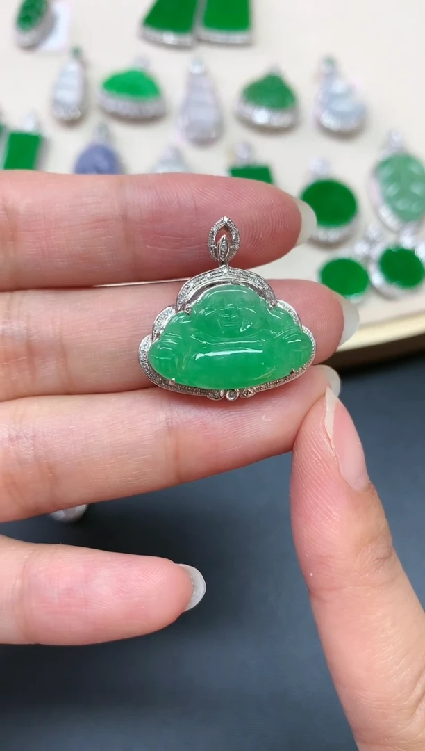 翡翠18K金镶嵌吊坠(不含链)W700|4980