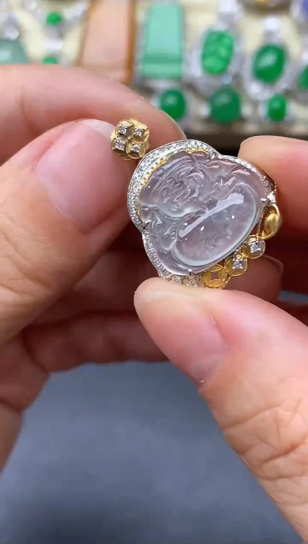 颈饰18K金镶嵌翡翠404-中国好珍宝