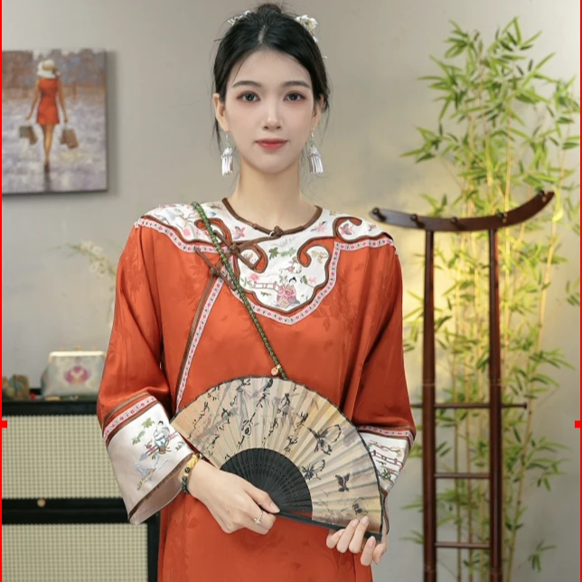 花想容2025夏季新款新中式复古气质中国风日常长款连衣裙(7290)