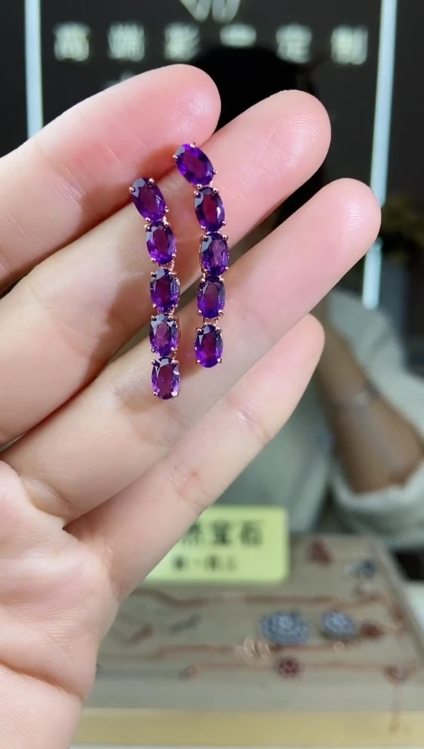 【闪购商品】紫晶耳饰银S925镶嵌耳饰