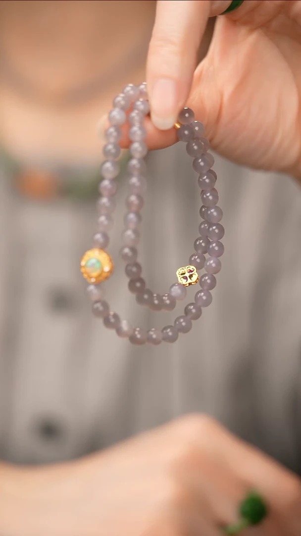 【闪购商品】和田玉手链银S925镶嵌±6mm和田玉双圈手链