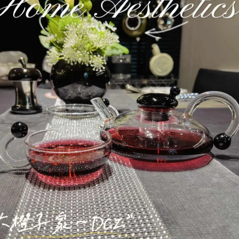 【一壶四杯】北欧茶具套装茶壶花茶加热煮茶家用高档鼠尾咖壶网红壶