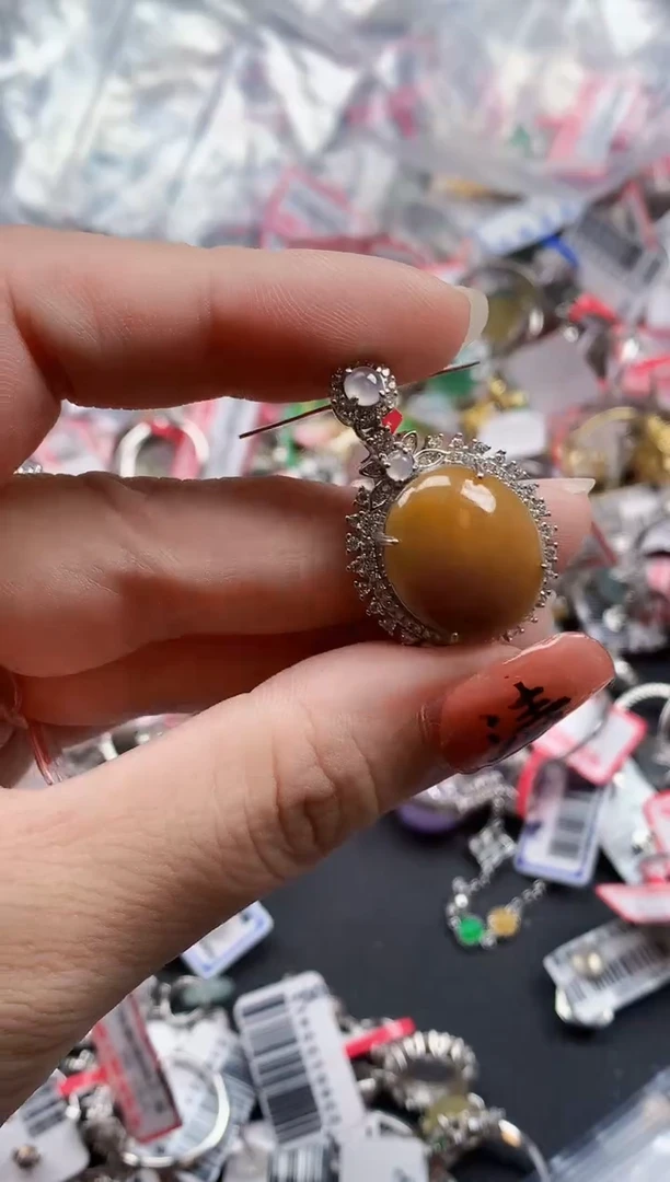 银S925镶嵌戒指翡翠天然A货缅甸翡翠