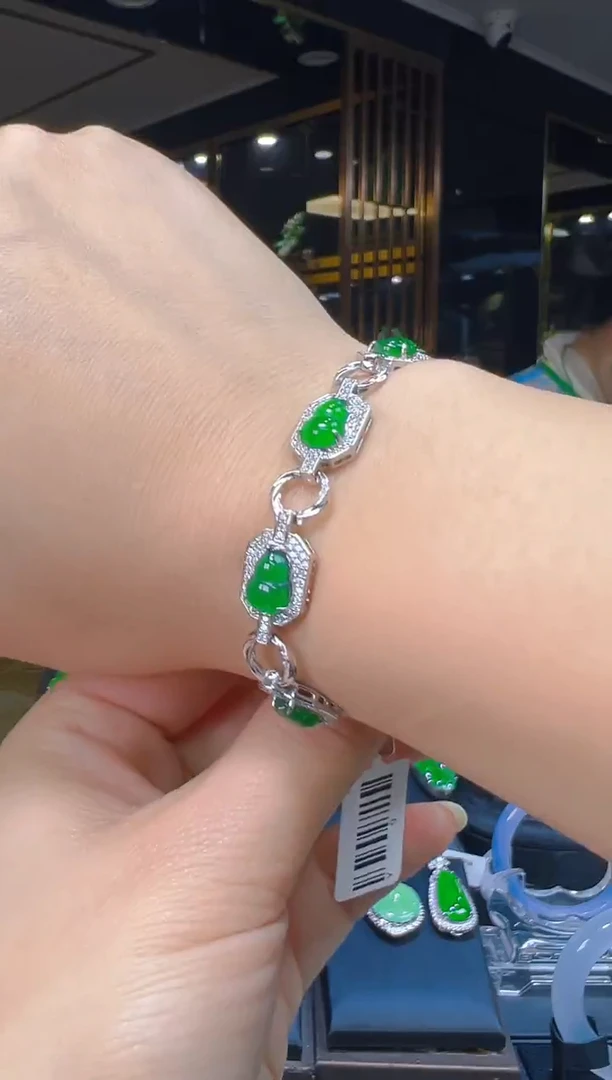 银S925镶嵌手链翡翠087(多样性发货发其一)