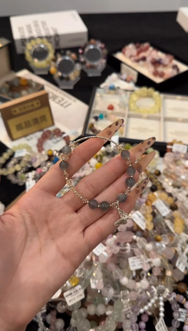 银S925镶嵌手链水晶灰月光x10