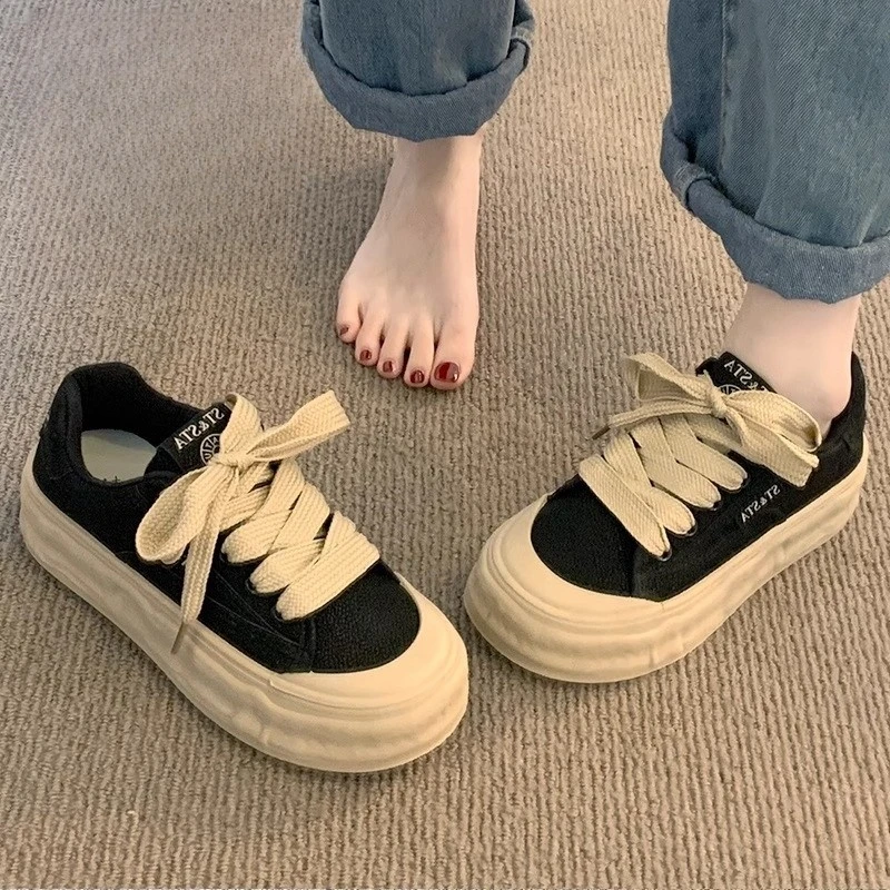 韩版厚底徳训鞋女2025新款学生板鞋休闲百搭运动网红阔腿裤必备鞋