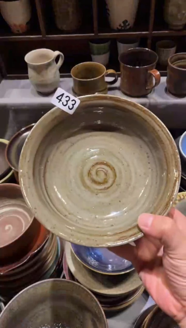 瓷片?433灰色反口盘1个