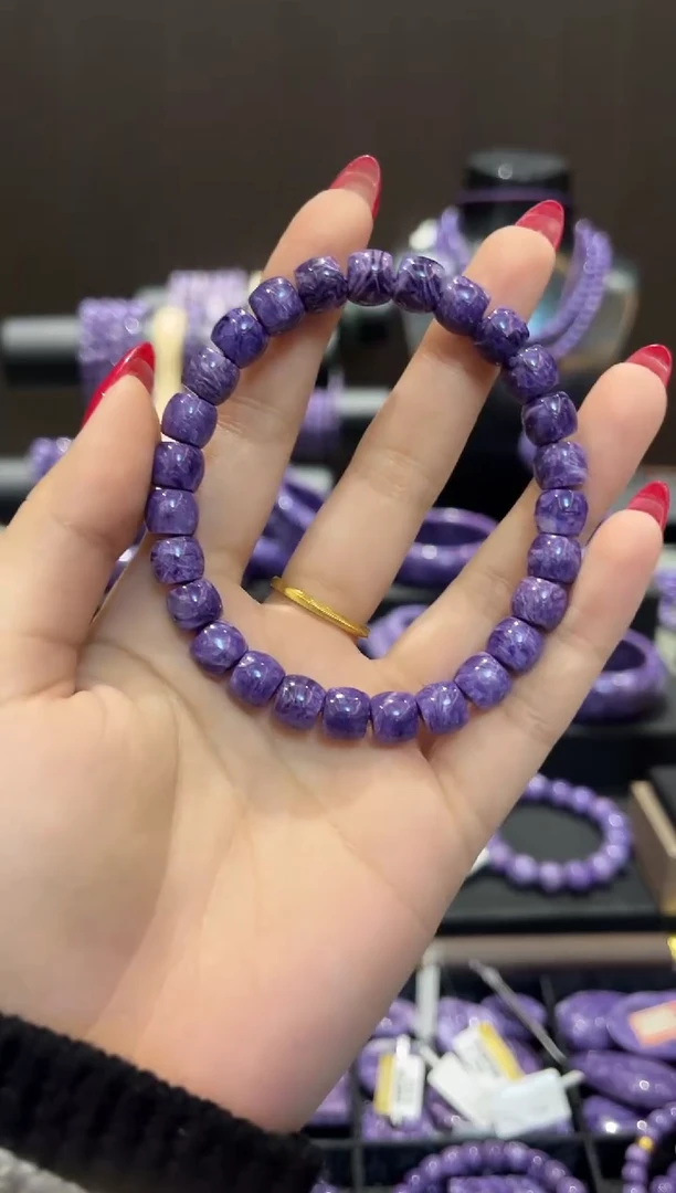 未镶嵌查罗石紫龙晶8mm直切手串紫龙晶8mm直切手串