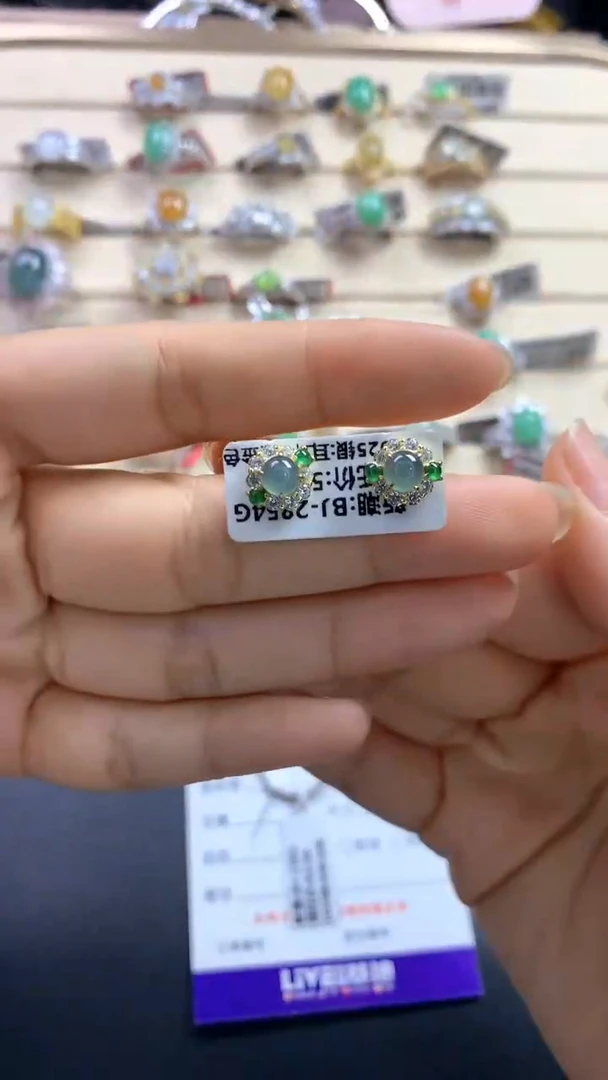 翡翠戒指银S925镶嵌翡翠 蛋面 银S925镶嵌