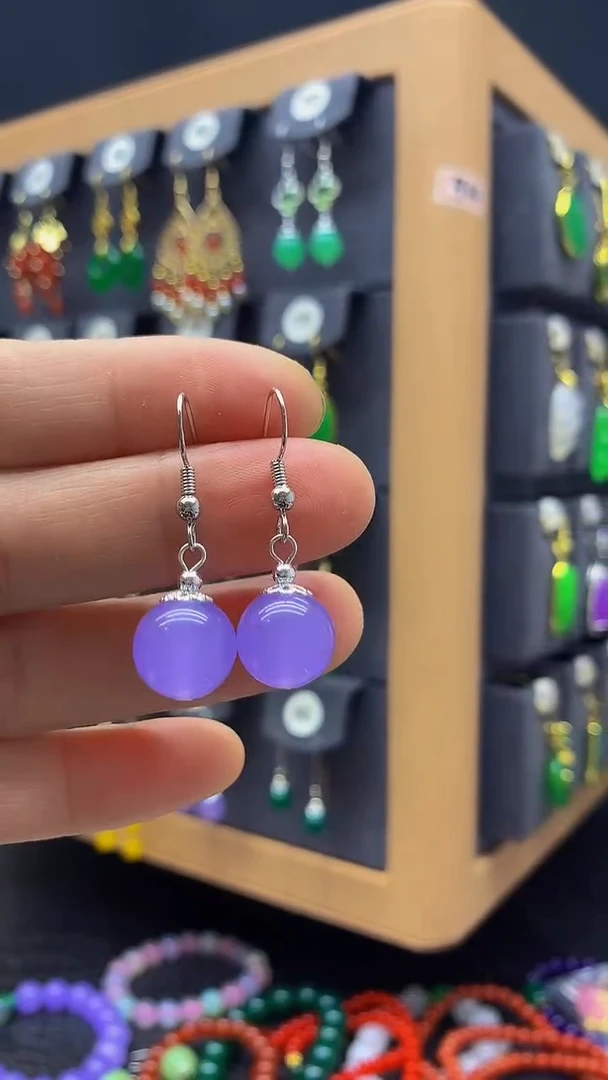 【闪购商品】玛瑙/玉髓耳钉银S925镶嵌耳饰