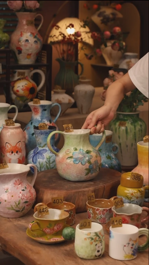 陶瓷景德镇设计师手作花器摆件侘寂风494