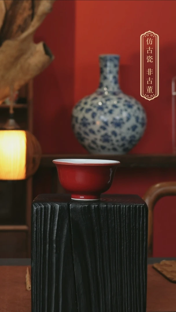 摆件明**生皇窑云鹏霁红压手杯