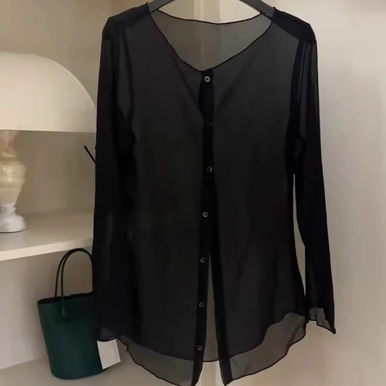 微透防晒开衫女法式别致上衣2025年夏季新款高级感宽松薄纱T恤女