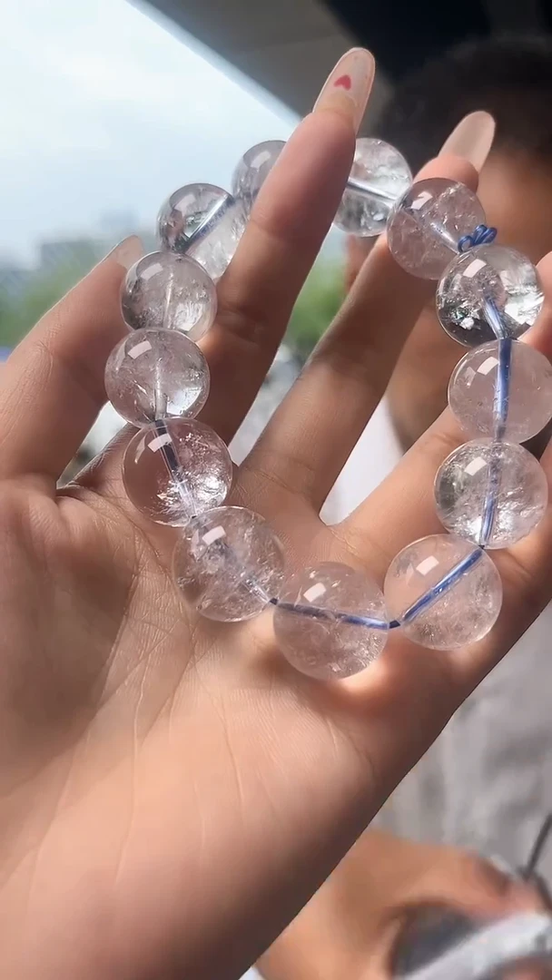 水晶手链未镶嵌天然白阿赛手串多样性发一18mm