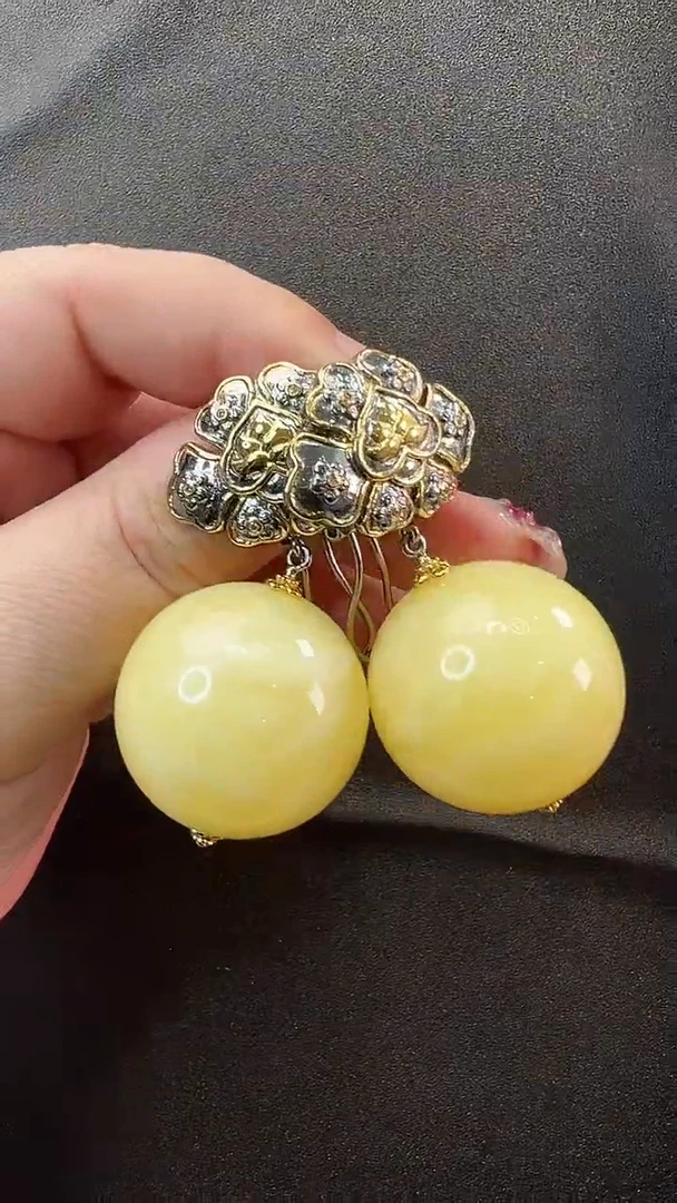 【闪购商品】琥珀耳饰未镶嵌耳环