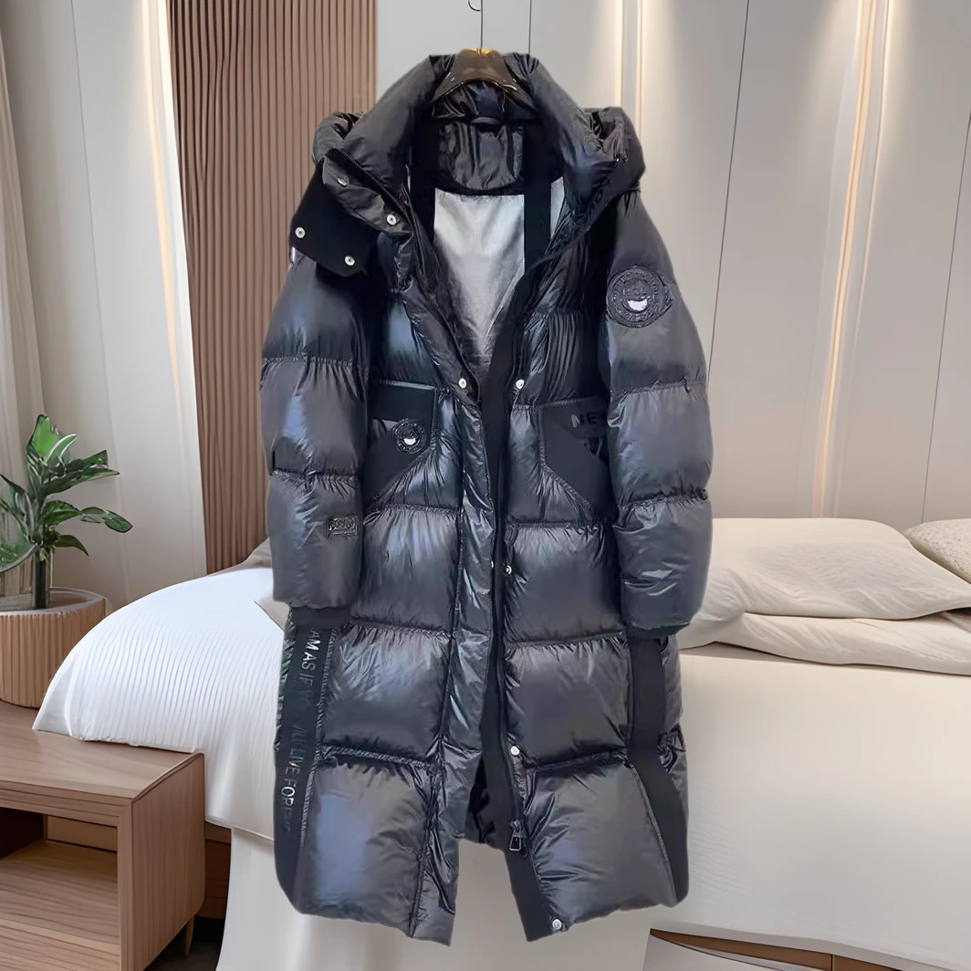 商场欧货防寒短款90白鸭绒羽绒服女款新款黑金加厚冬季中长款