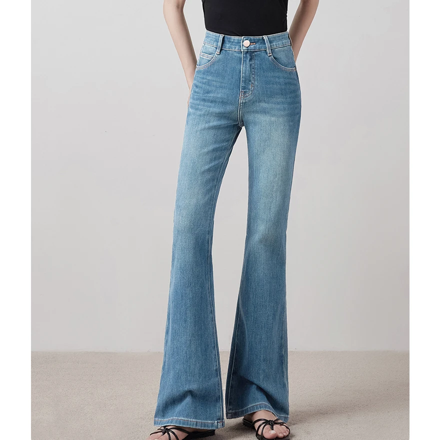 ZZ-03【嫦娥】夏季新款直筒高腰宽松微喇牛仔裤